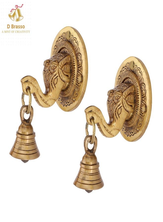 D Brasso Elephant Face Wall & Door Brass Decorative Bell Pair, Elephant Hangings for Decoration (300g Each). - Image 4